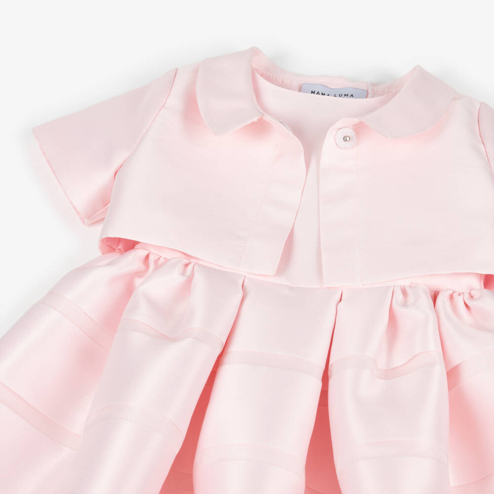 Mama Luma-Girls Pink Satin Twill Dress & Bolero Jacket Set | Childrensalon Outlet