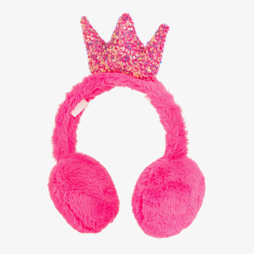 Billieblush-Girls Pink Sequined Crown Ear Muffs | Childrensalon Outlet