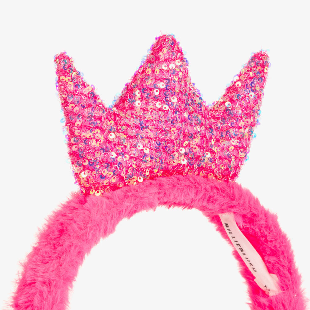 Billieblush-Girls Pink Sequined Crown Ear Muffs | Childrensalon Outlet