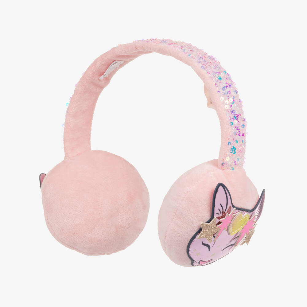 Billieblush-Girls Pink Sequined Velour Ear Muffs | Childrensalon Outlet