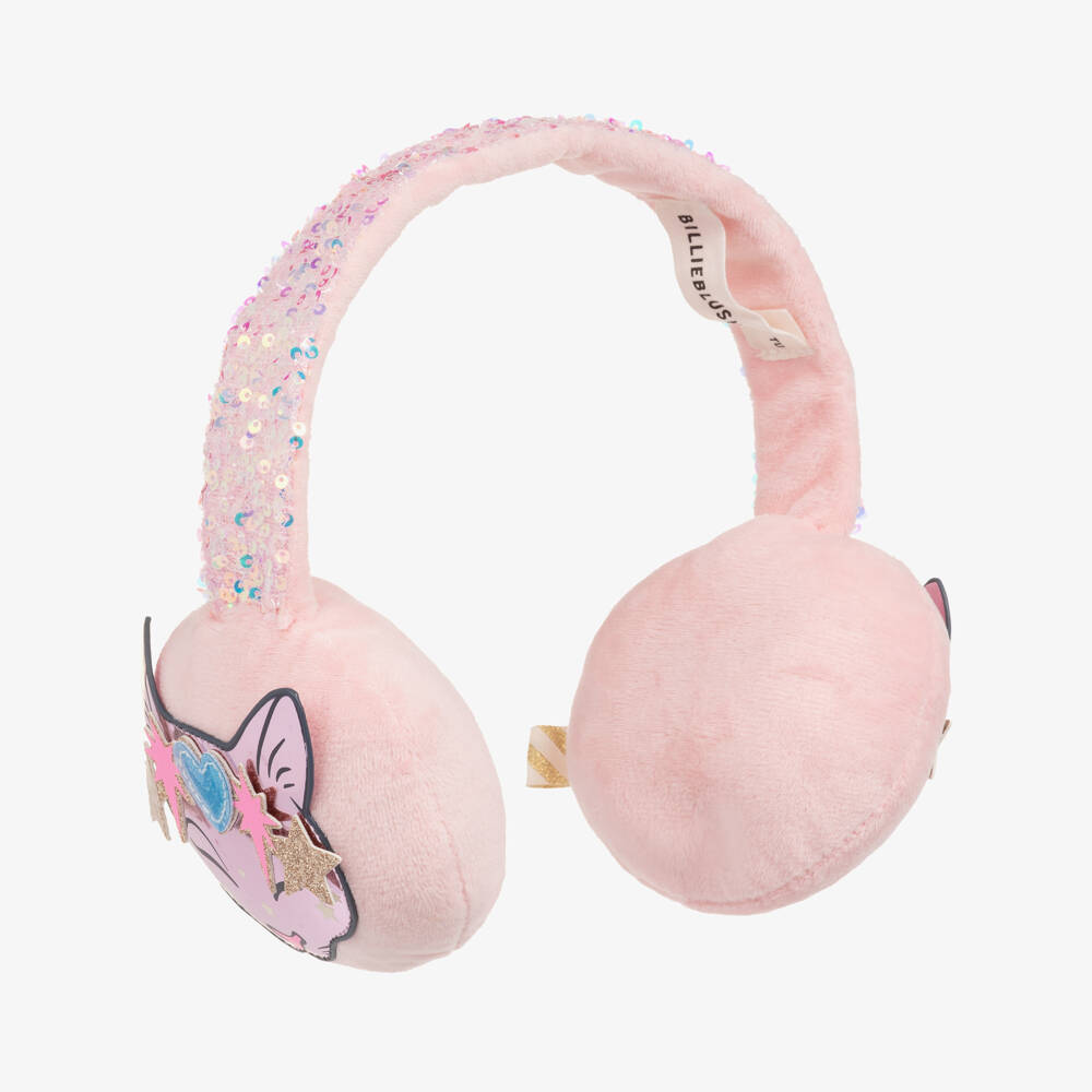 Billieblush-Girls Pink Sequined Velour Ear Muffs | Childrensalon Outlet