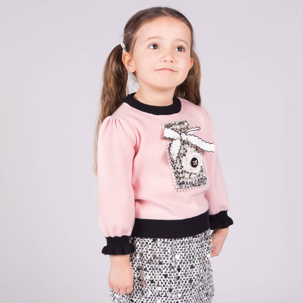 Beau KiD-Girls Pink Sequinned Tweed Skirt Set | Childrensalon Outlet