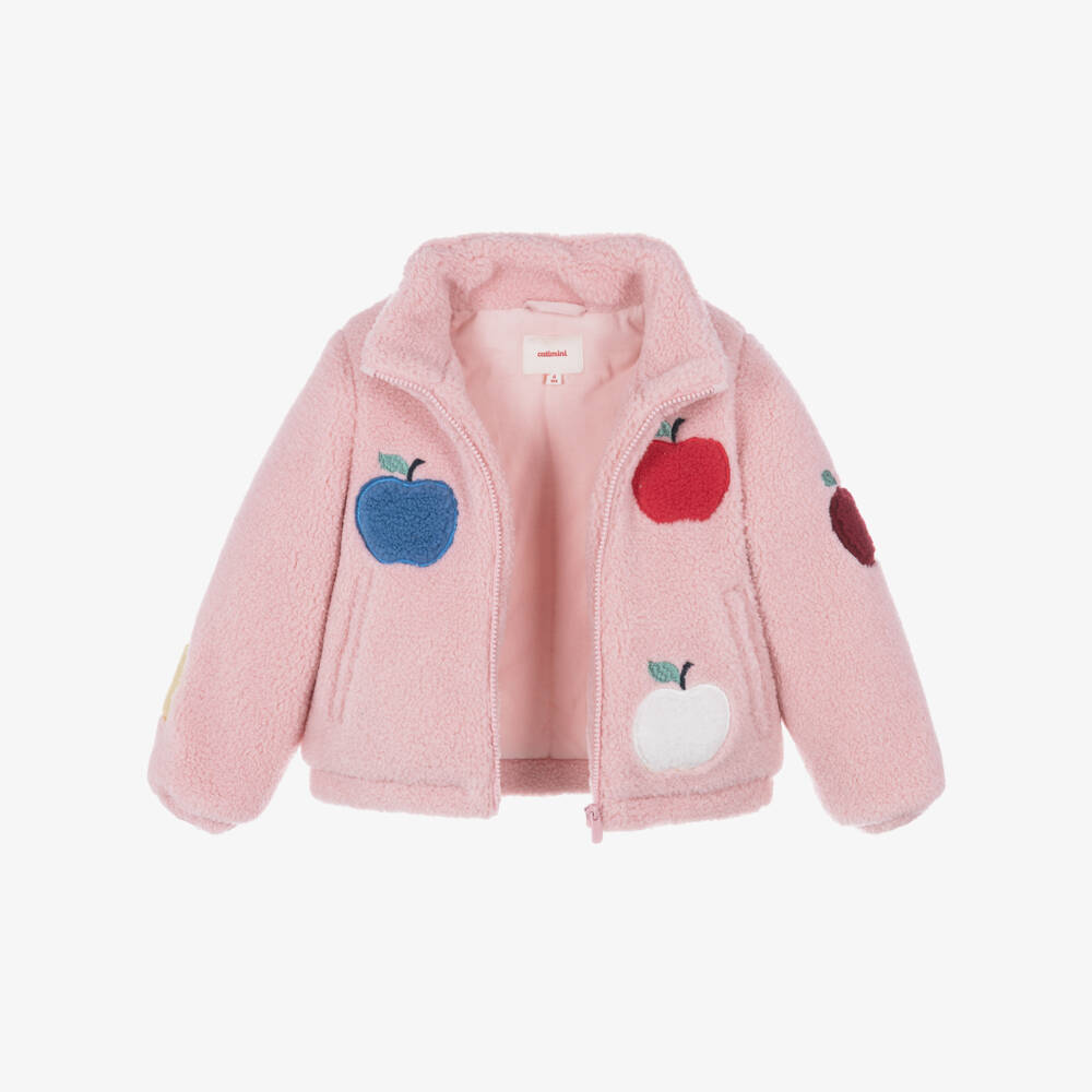 Catimini-Girls Pink Sherpa Fleece Apple Jacket | Childrensalon Outlet