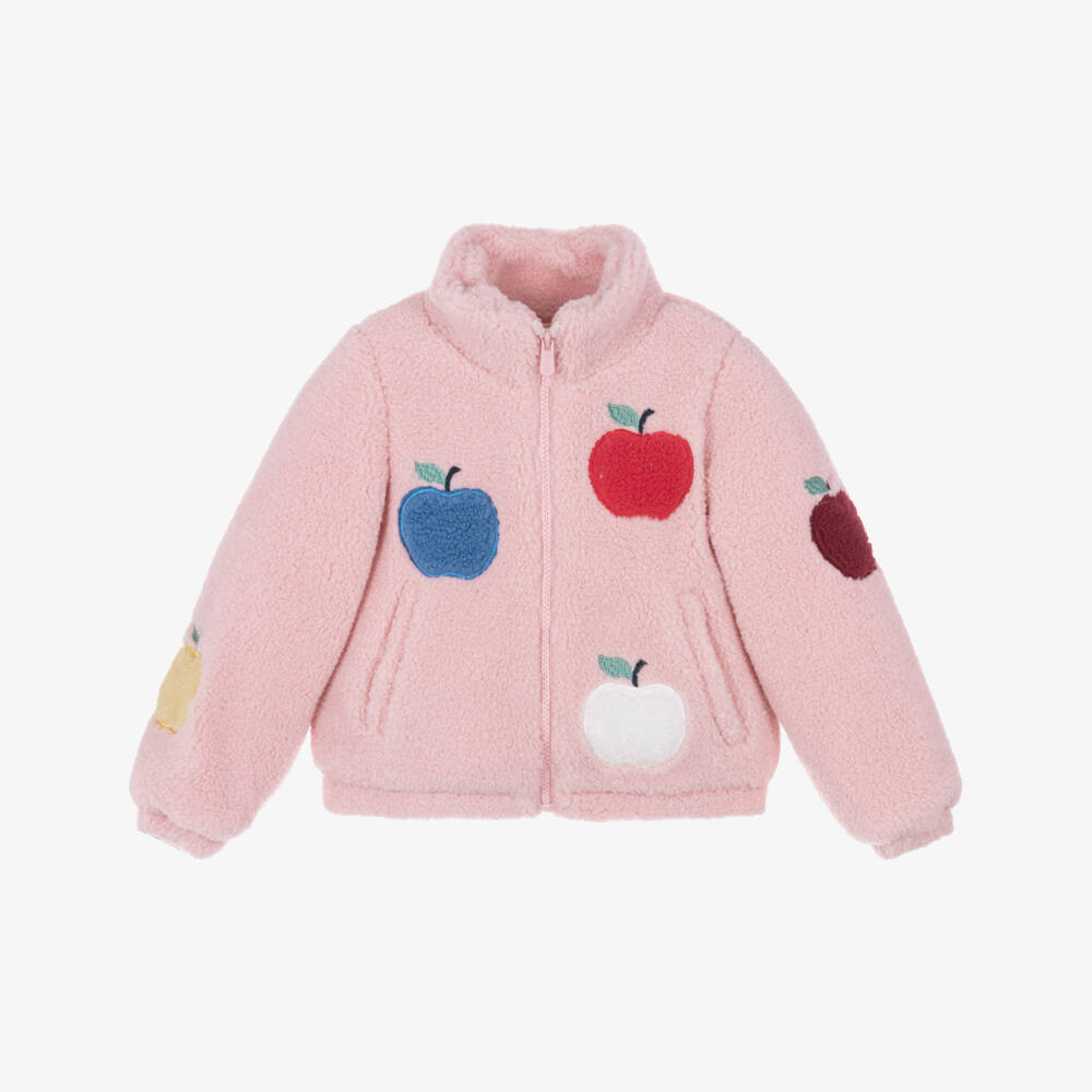Catimini-Girls Pink Sherpa Fleece Apple Jacket | Childrensalon Outlet