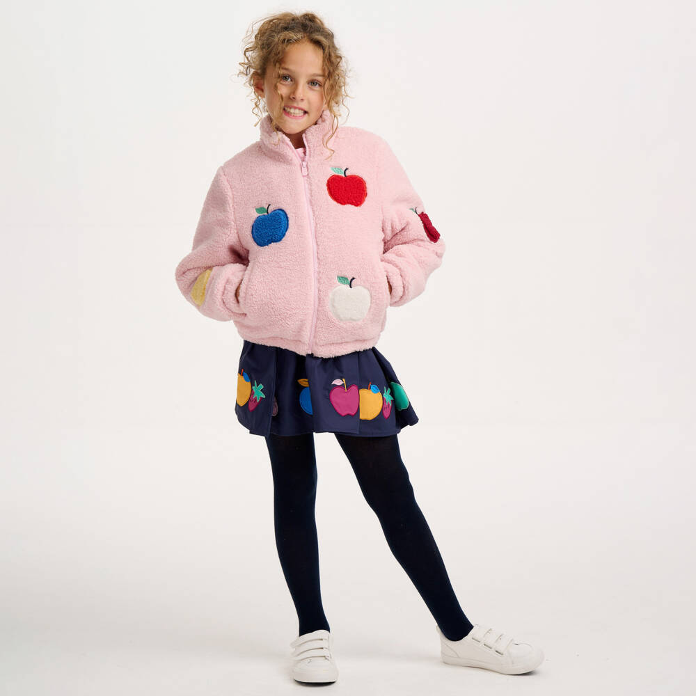Catimini-Girls Pink Sherpa Fleece Apple Jacket | Childrensalon Outlet