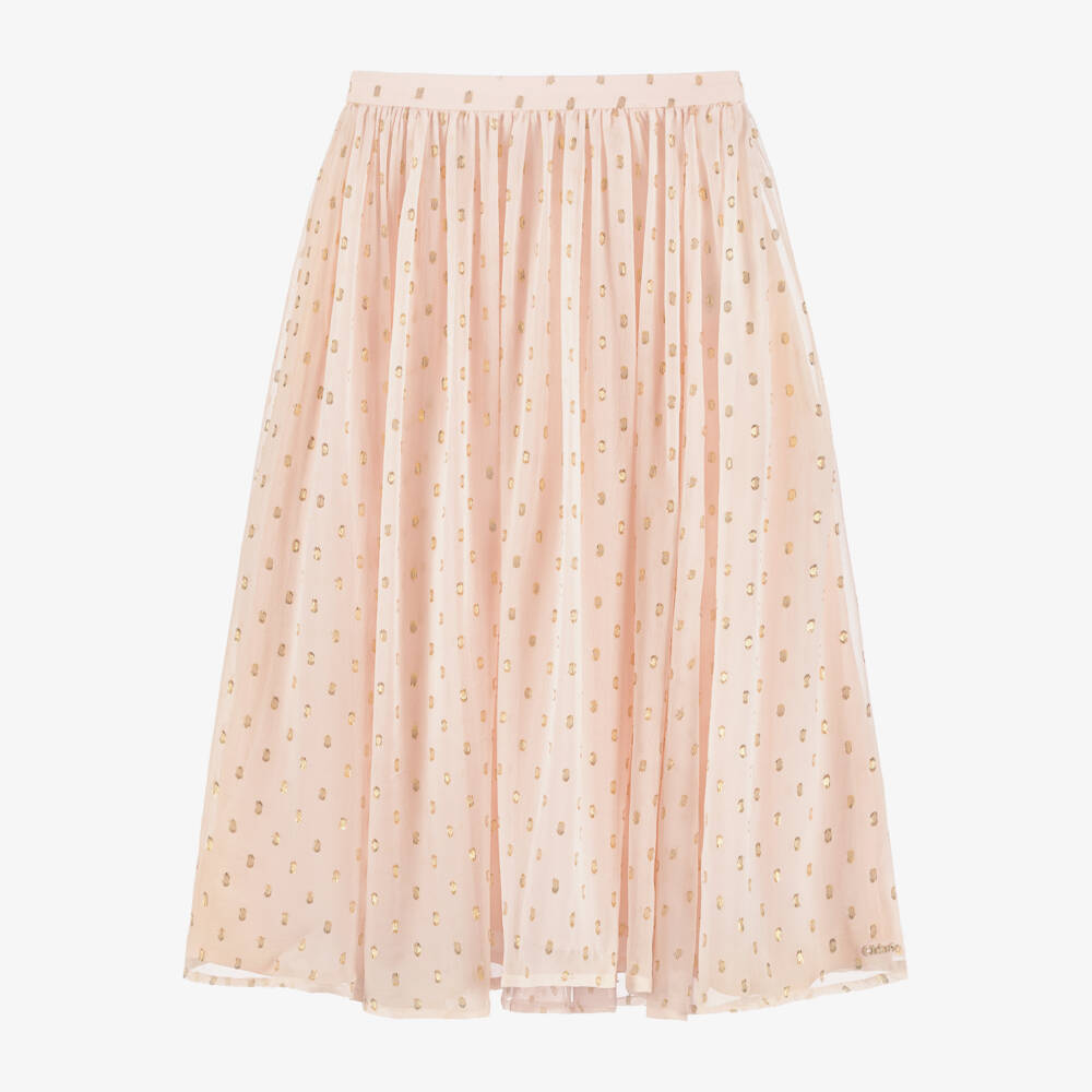 Chloé-تنورة حرير وردية وذهبية للبنات | Childrensalon Outlet