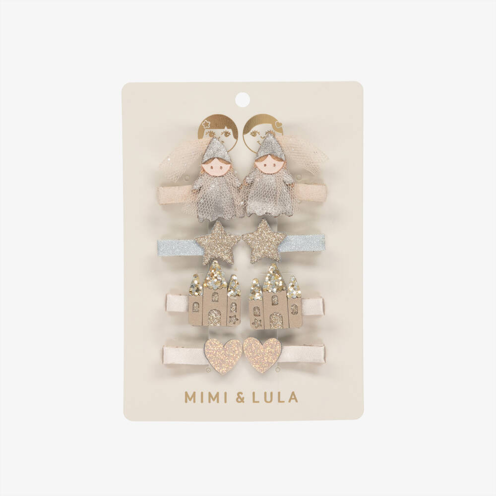 Mimi & Lula-Girls Pink & Silver Princess & Castle Hair Clips (8 Pack) | Childrensalon Outlet