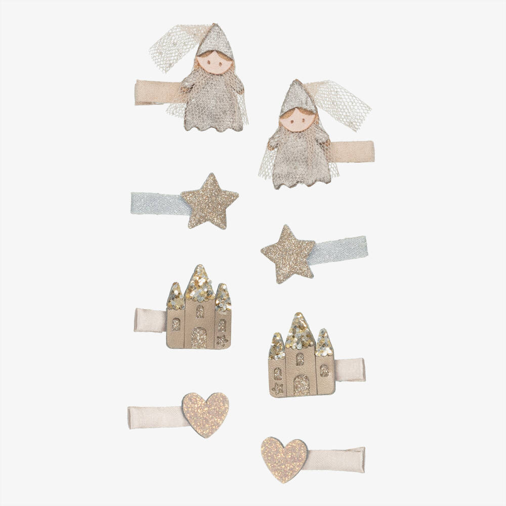 Mimi & Lula-Girls Pink & Silver Princess & Castle Hair Clips (8 Pack) | Childrensalon Outlet