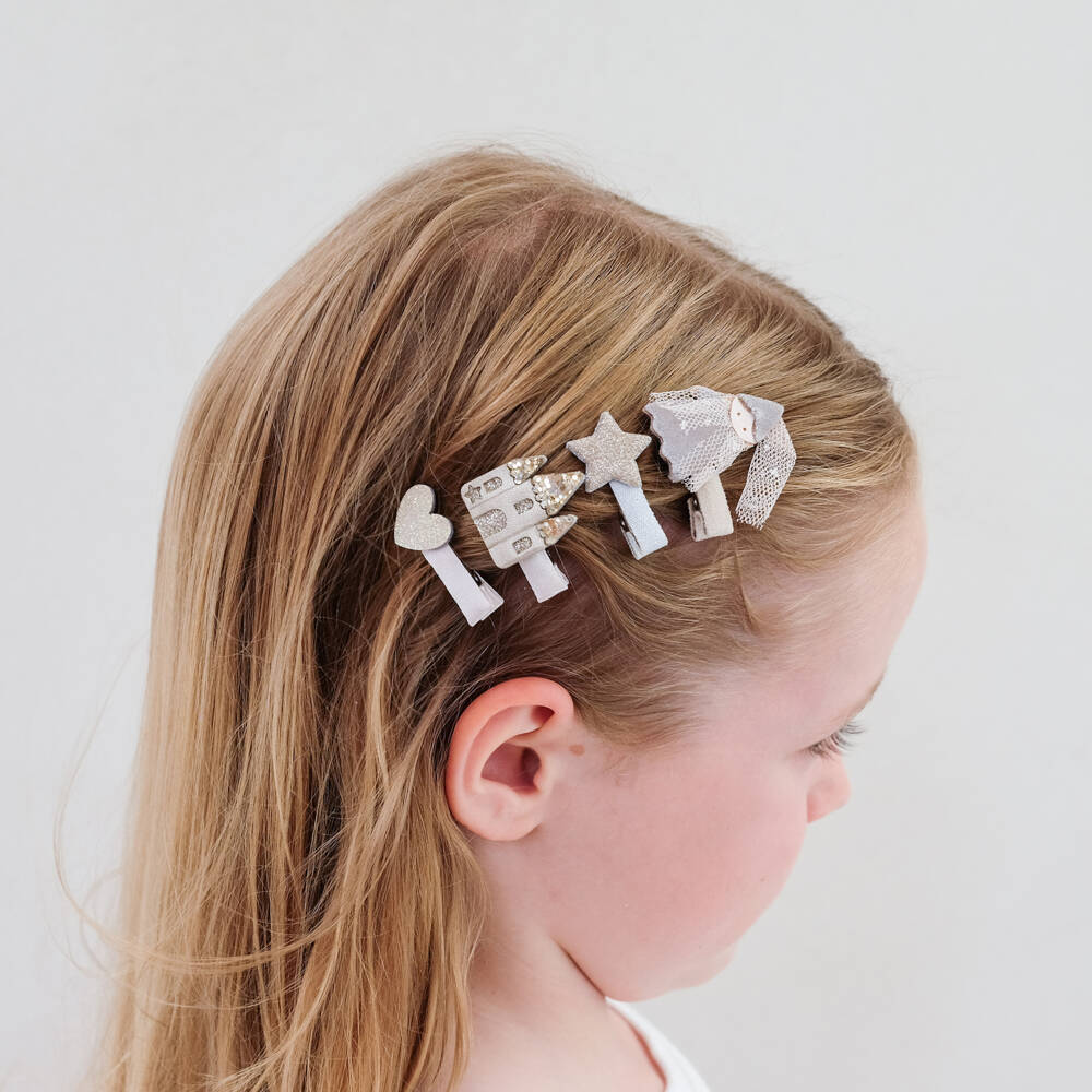 Mimi & Lula-Girls Pink & Silver Princess & Castle Hair Clips (8 Pack) | Childrensalon Outlet