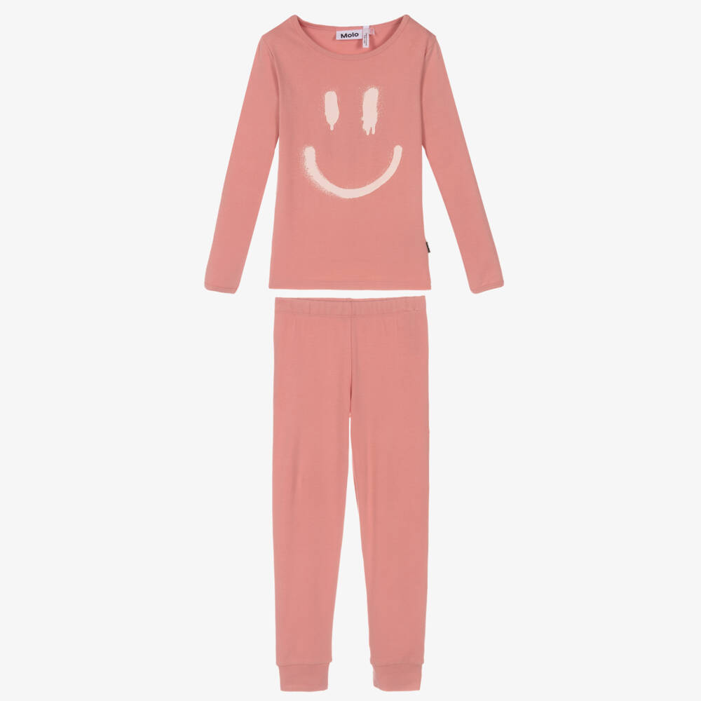 Molo-بيجاما عضوية وردية للبنات مع وجه مبتسم | Childrensalon Outlet