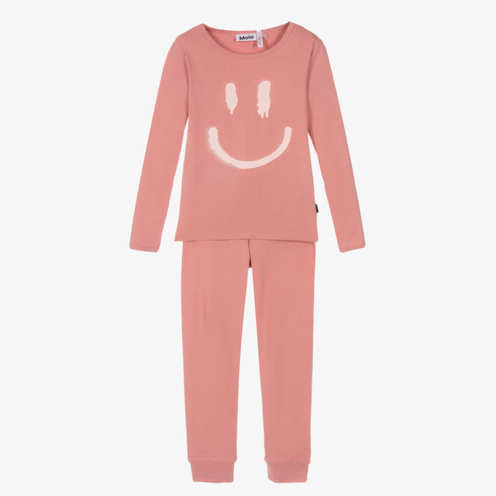 Molo-بيجاما عضوية وردية للبنات مع وجه مبتسم | Childrensalon Outlet