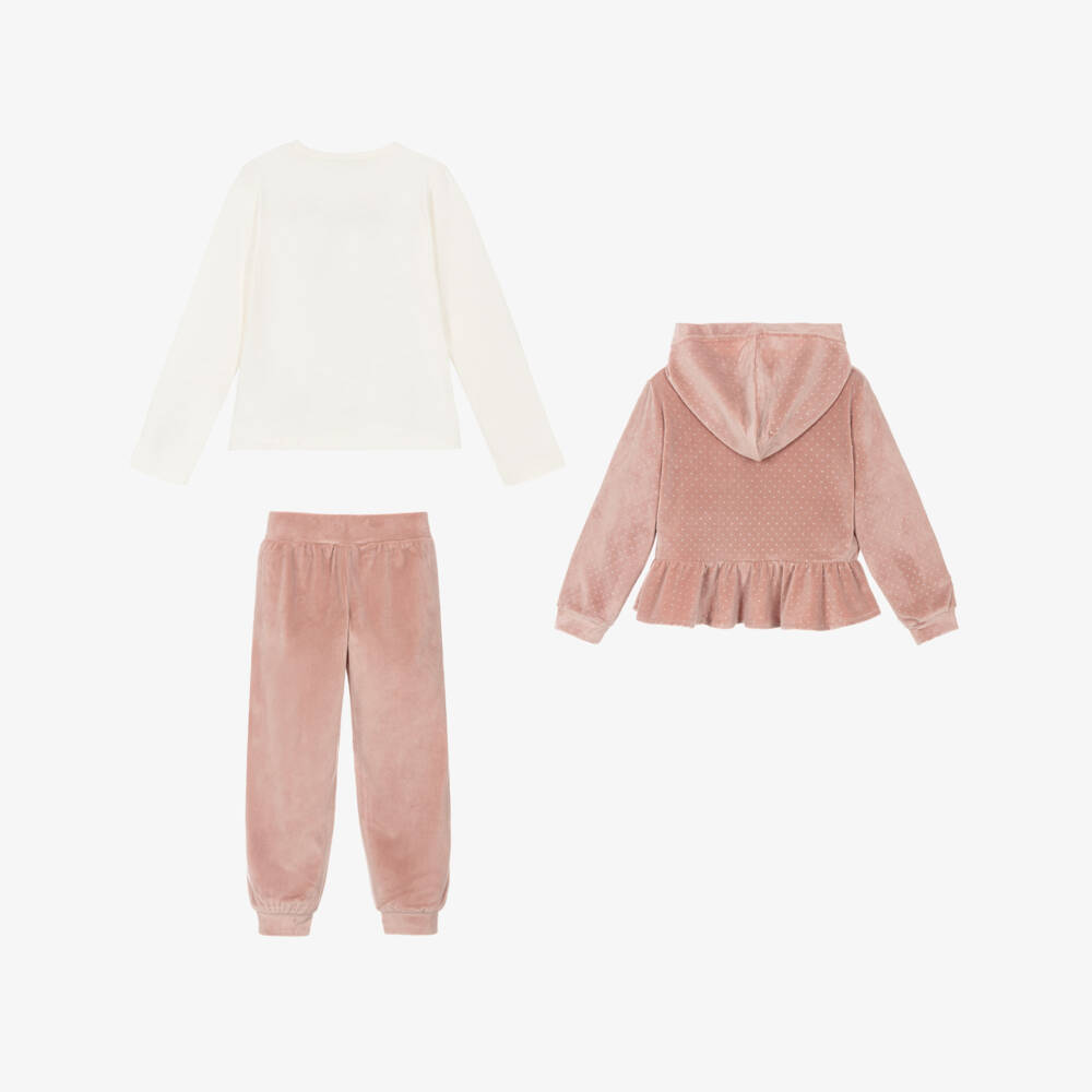 Mayoral-Girls Pink Sparkly Velour Tracksuit Set | Childrensalon Outlet