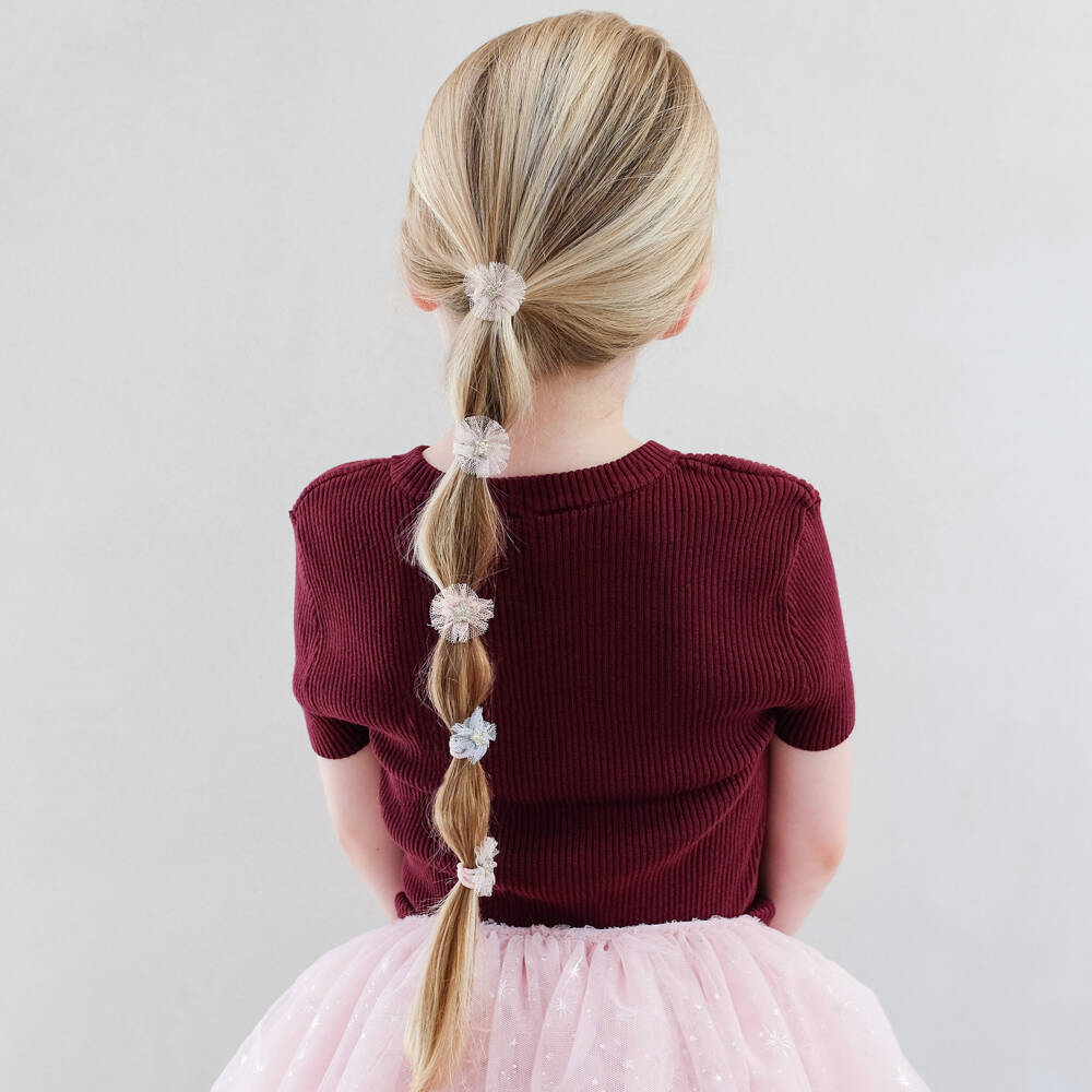 Mimi & Lula-Girls Pink Star & Tulle Hair Elastics (8 Pack) | Childrensalon Outlet