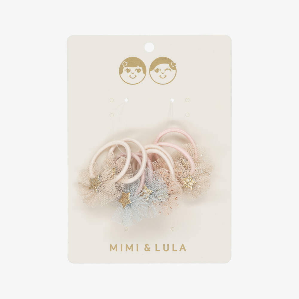 Mimi & Lula-Girls Pink Star & Tulle Hair Elastics (8 Pack) | Childrensalon Outlet