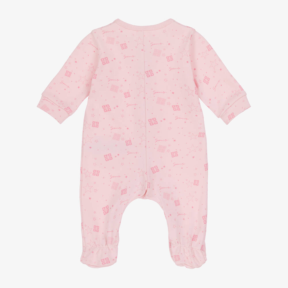 Givenchy-Girls Pink Stars & Logos Cotton Babygrow | Childrensalon Outlet