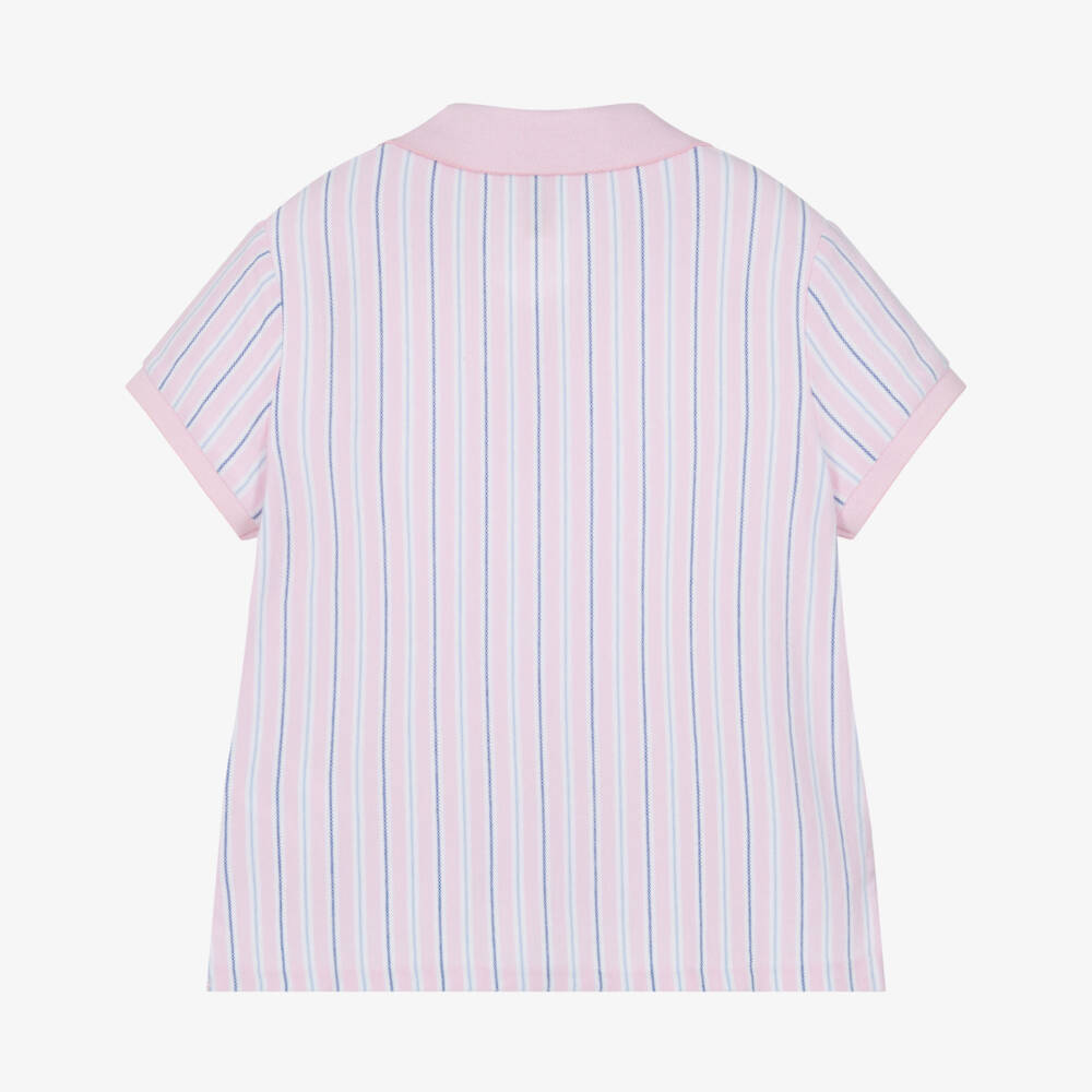 Ralph Lauren-Girls Pink Stripe Cotton Piqué Polo Shirt | Childrensalon Outlet