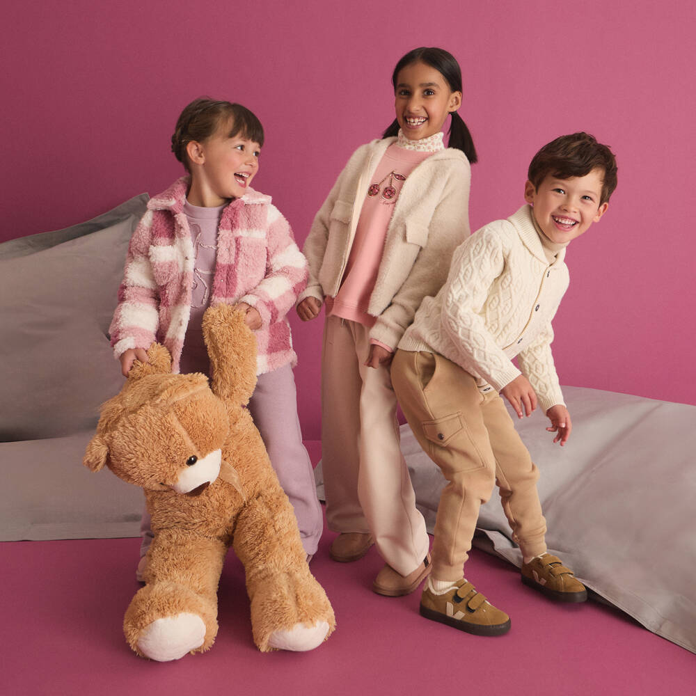 Bonpoint-Girls Pink Sweatshirt with Liberty Fabric Logo Cherries | Childrensalon Outlet