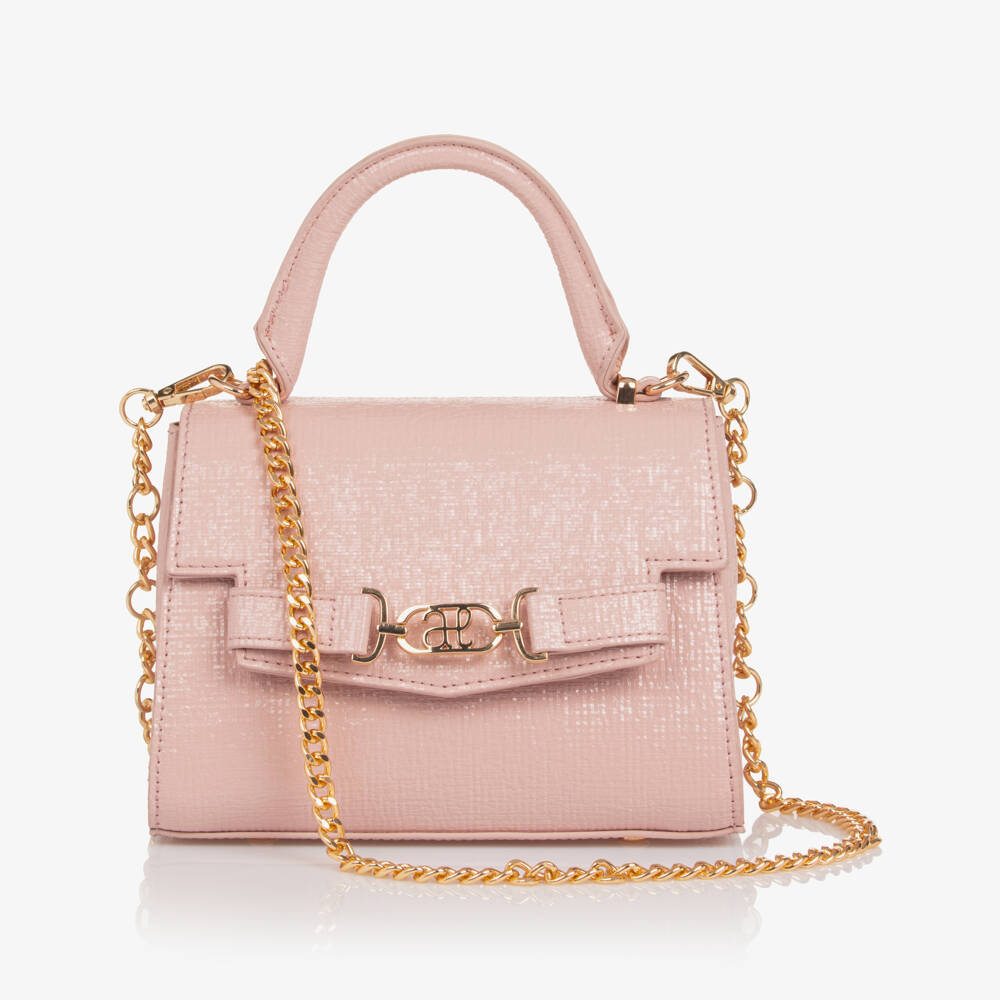 Abel & Lula-Girls Pink Textured Faux Leather Handbag (19cm) | Childrensalon Outlet