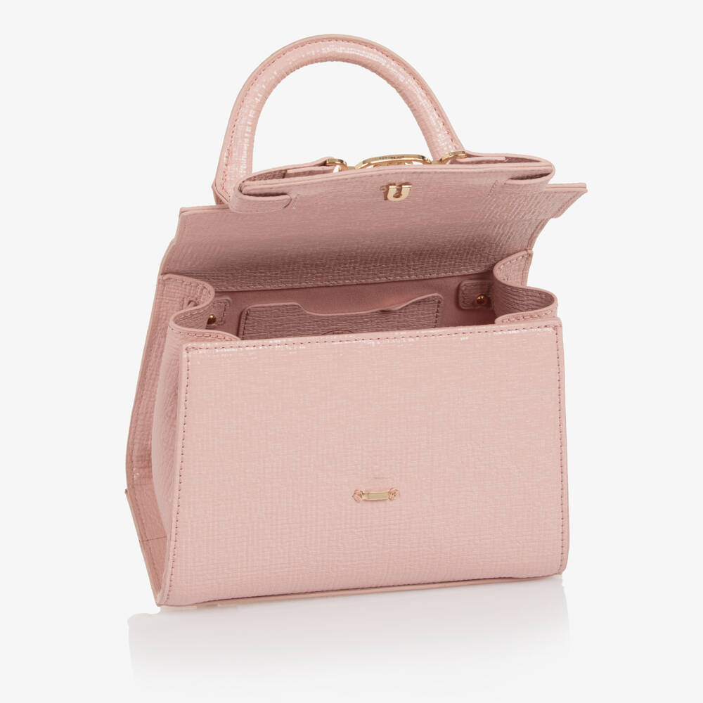 Abel & Lula-Girls Pink Textured Faux Leather Handbag (19cm) | Childrensalon Outlet