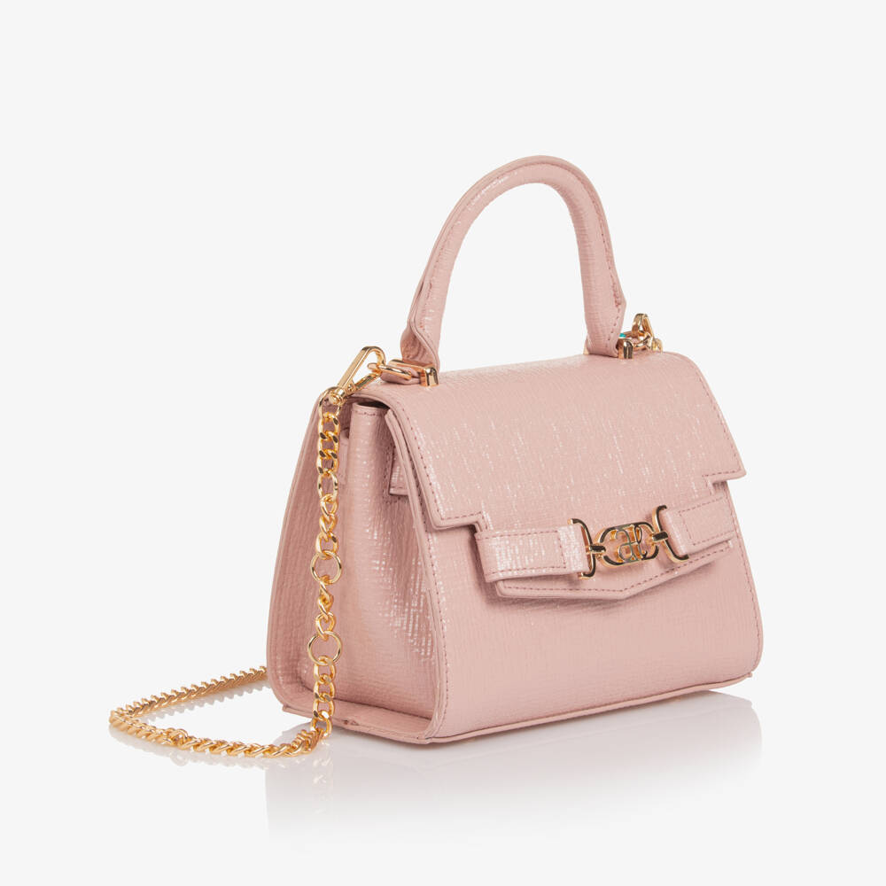 Abel & Lula-Girls Pink Textured Faux Leather Handbag (19cm) | Childrensalon Outlet