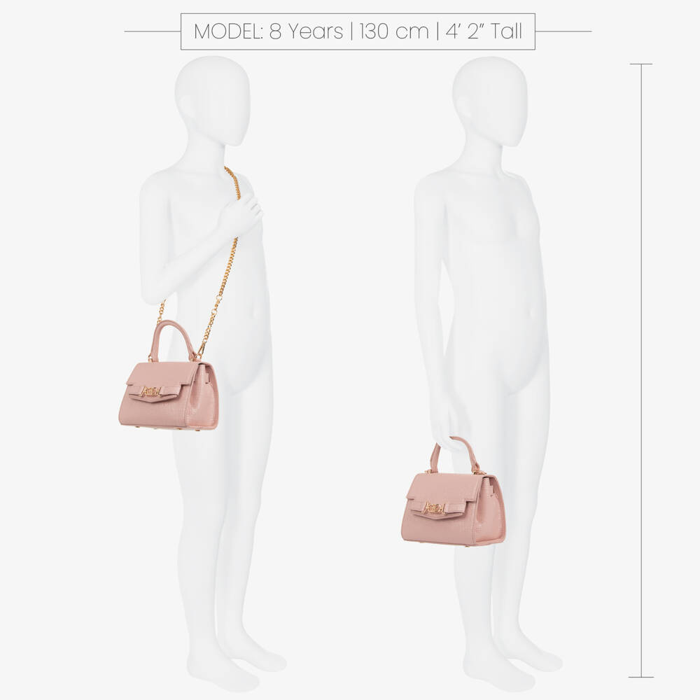 Abel & Lula-Girls Pink Textured Faux Leather Handbag (19cm) | Childrensalon Outlet
