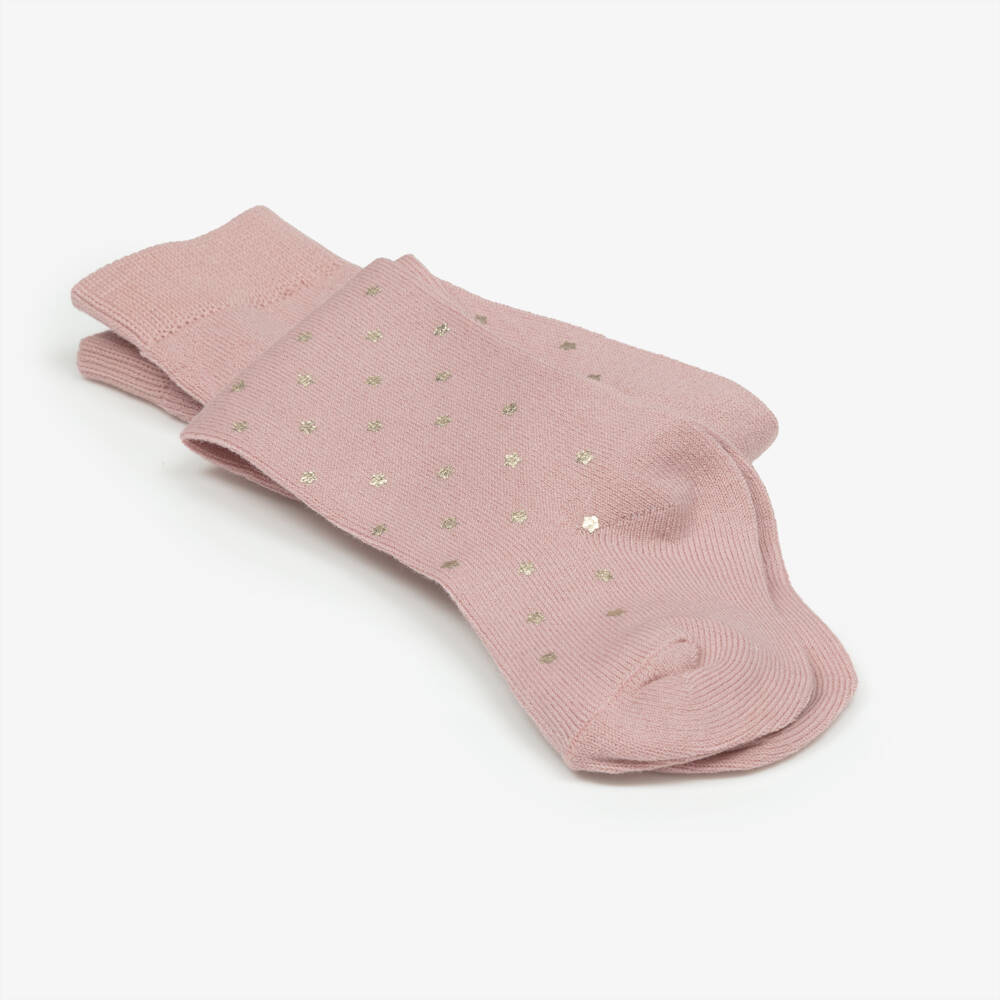Mayoral-Girls Pink Tights with Metallic Gold Stars | Childrensalon Outlet