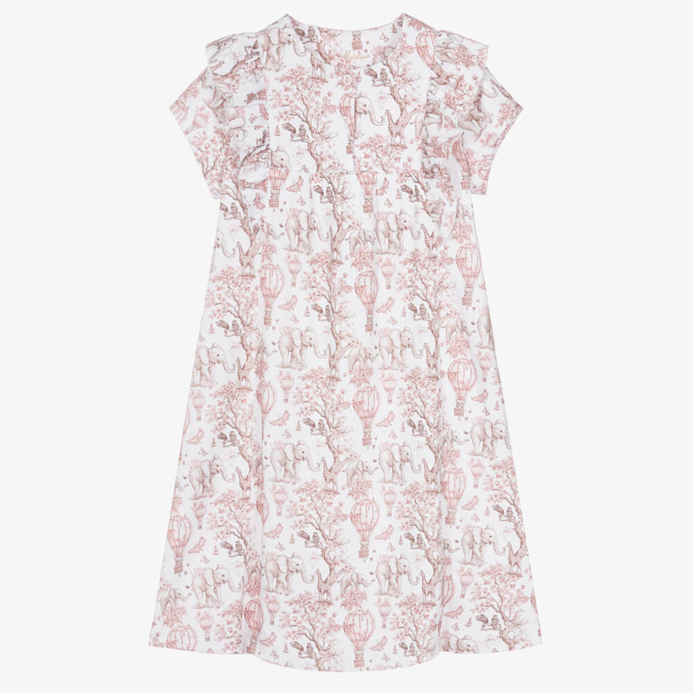 My Little Pie-Girls Pink Toile Africa Supima Cotton Nightdress | Childrensalon Outlet