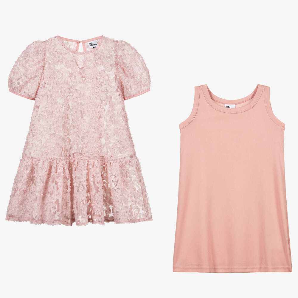 The Tiny Universe-Girls Pink Tulle Flower Dress | Childrensalon Outlet
