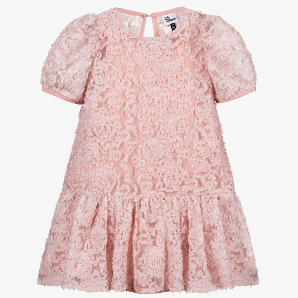 The Tiny Universe-Girls Pink Tulle Flower Dress | Childrensalon Outlet