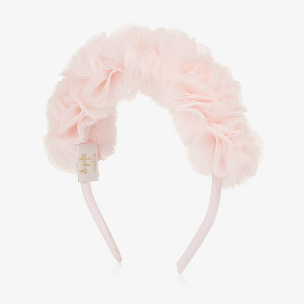 Il Gufo-Girls Pink Tulle Flowers Hairband | Childrensalon Outlet
