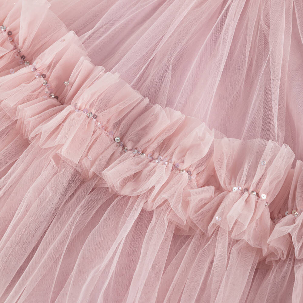 Tutu du Monde-Girls Pink Tulle Ruffle Dress with Sequins | Childrensalon Outlet