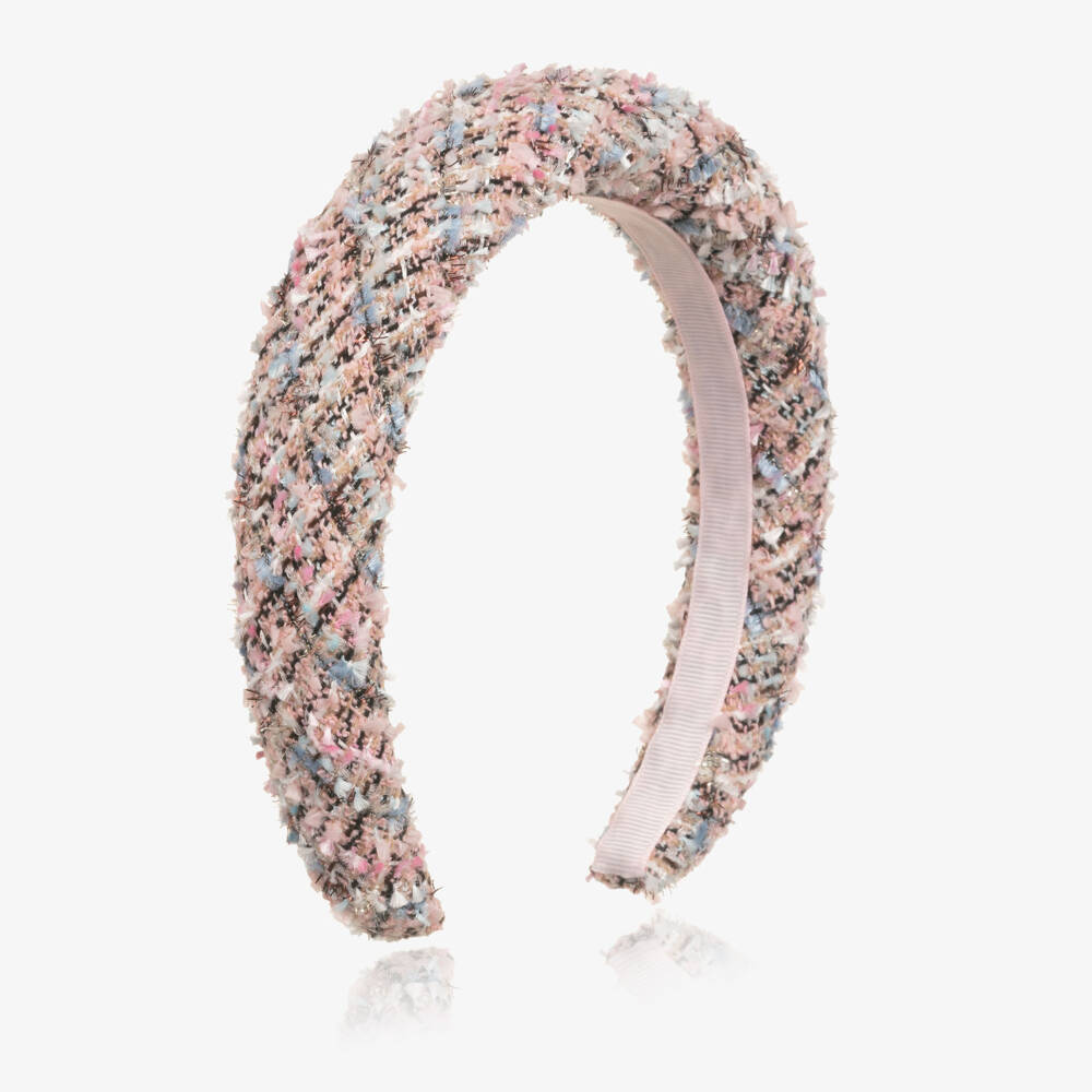 Self-Portrait-Girls Pink Tweed Padded Hairband | Childrensalon Outlet