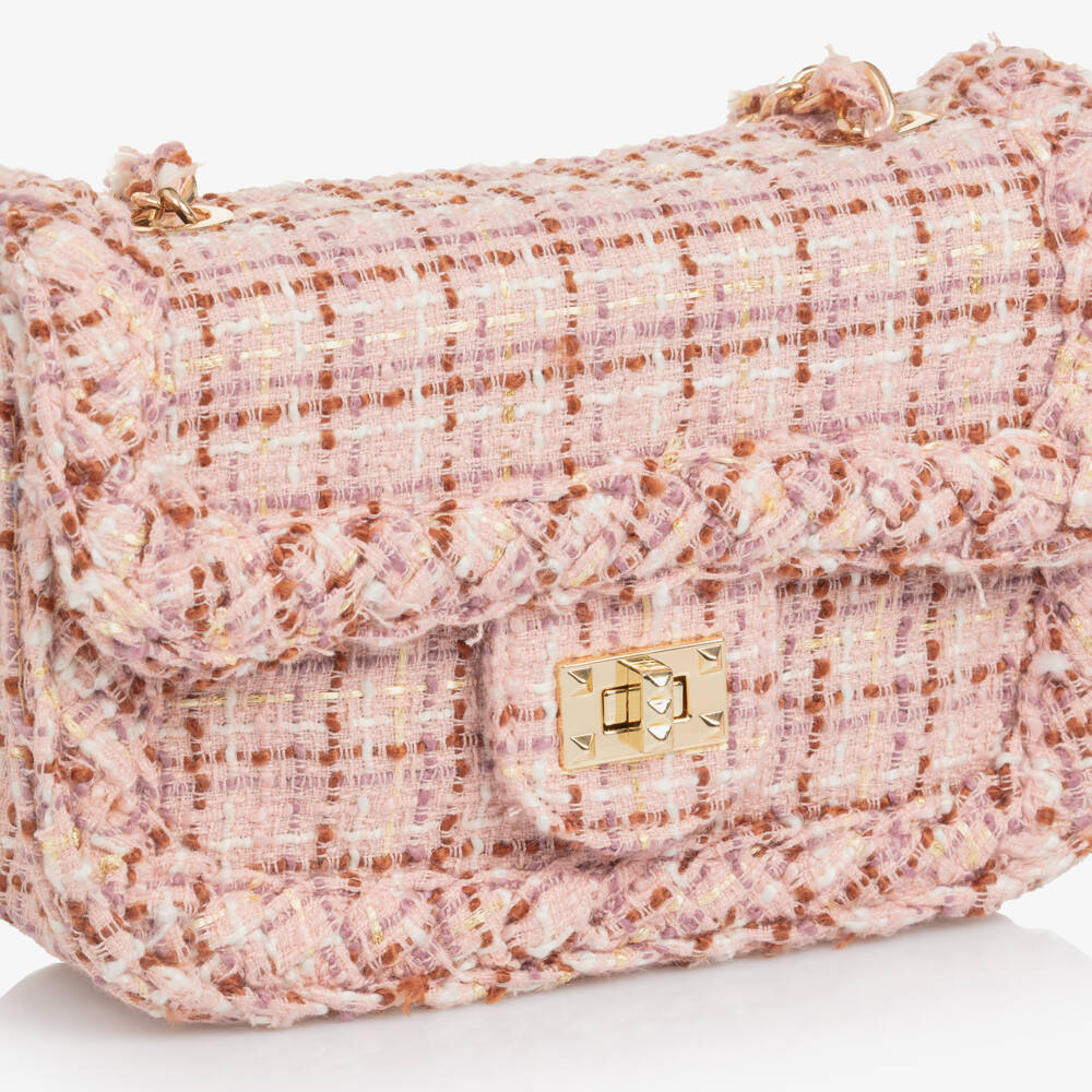 Abel & Lula-Girls Pink Tweed Shoulder Bag (21cm) | Childrensalon Outlet