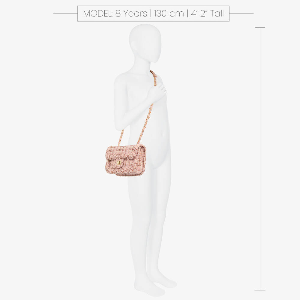 Abel & Lula-Girls Pink Tweed Shoulder Bag (21cm) | Childrensalon Outlet