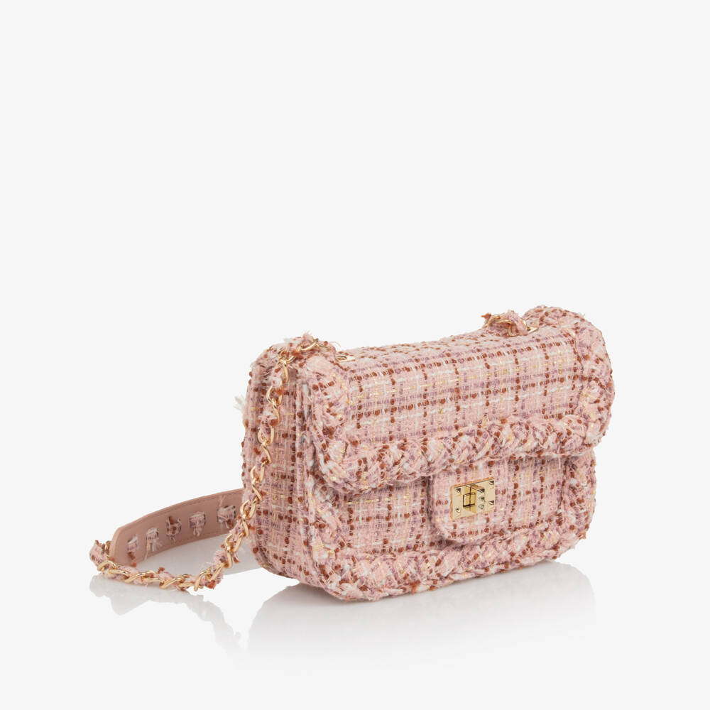 Abel & Lula-Girls Pink Tweed Shoulder Bag (21cm) | Childrensalon Outlet