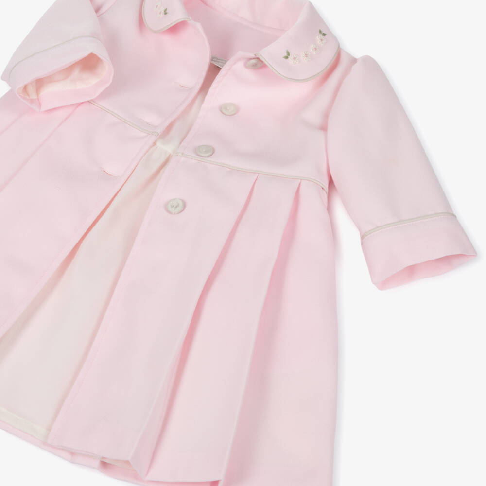 Pretty Originals-Girls Pink Twill Coat & Hat Set | Childrensalon Outlet