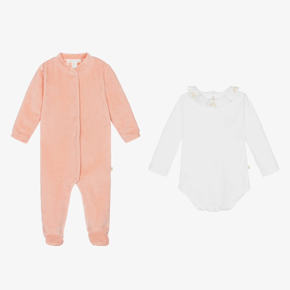 Marie-Chantal-Розовый велюровый комплект для малышей Ангел для девочек | Childrensalon Outlet