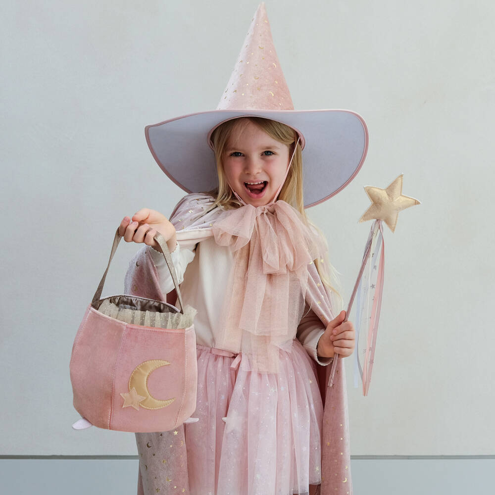 Mimi & Lula-Girls Pink Velvet Moon & Star Cauldron Bag (17cm) | Childrensalon Outlet