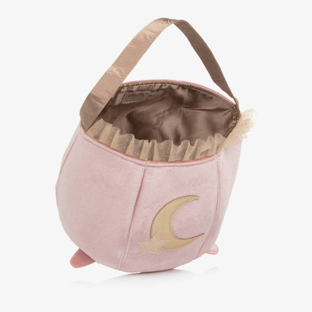 Mimi & Lula-Girls Pink Velvet Moon & Star Cauldron Bag (17cm) | Childrensalon Outlet