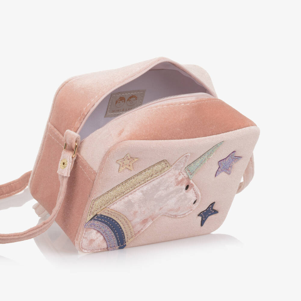 Mimi & Lula-Girls Pink Velvet Unicorn Bag (11cm) | Childrensalon Outlet