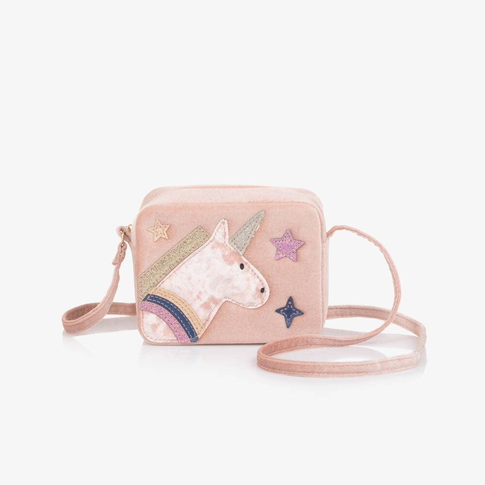 Mimi & Lula-Girls Pink Velvet Unicorn Bag (11cm) | Childrensalon Outlet