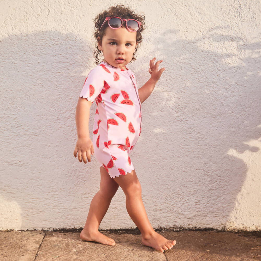 Molo-Girls Pink Watermelon Sun Suit (UPF50+) | Childrensalon Outlet