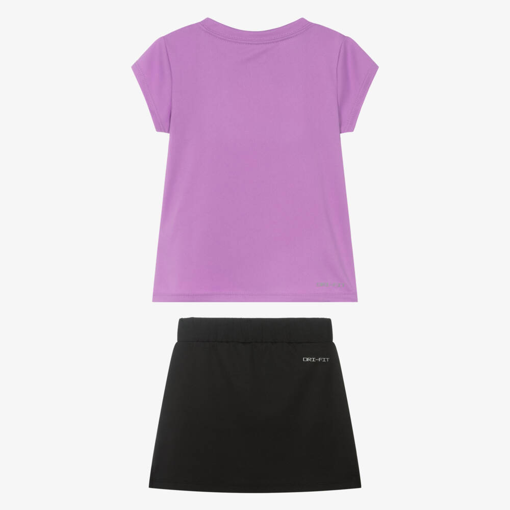 Nike-Girls Purple & Black Swoosh Logo Skort Set | Childrensalon Outlet