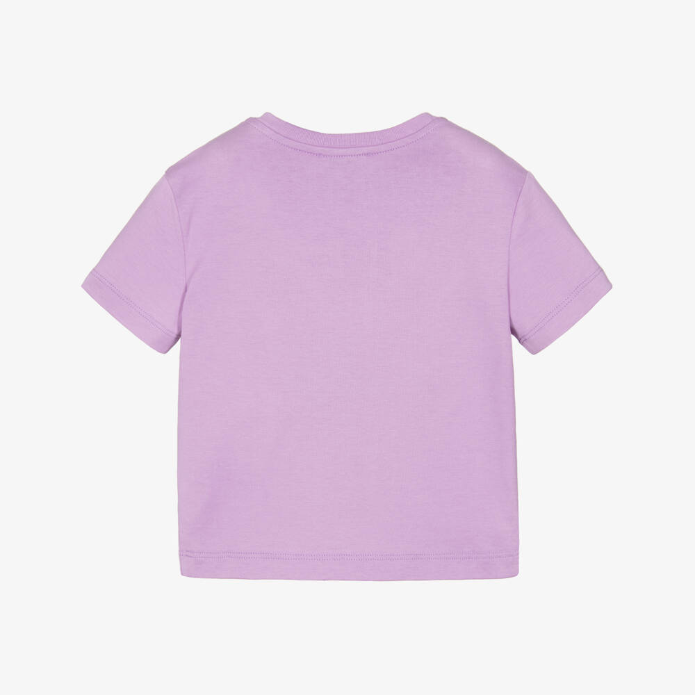 Dolce & Gabbana-Girls Purple Cotton Rhinestone DG Logo T-Shirt | Childrensalon Outlet