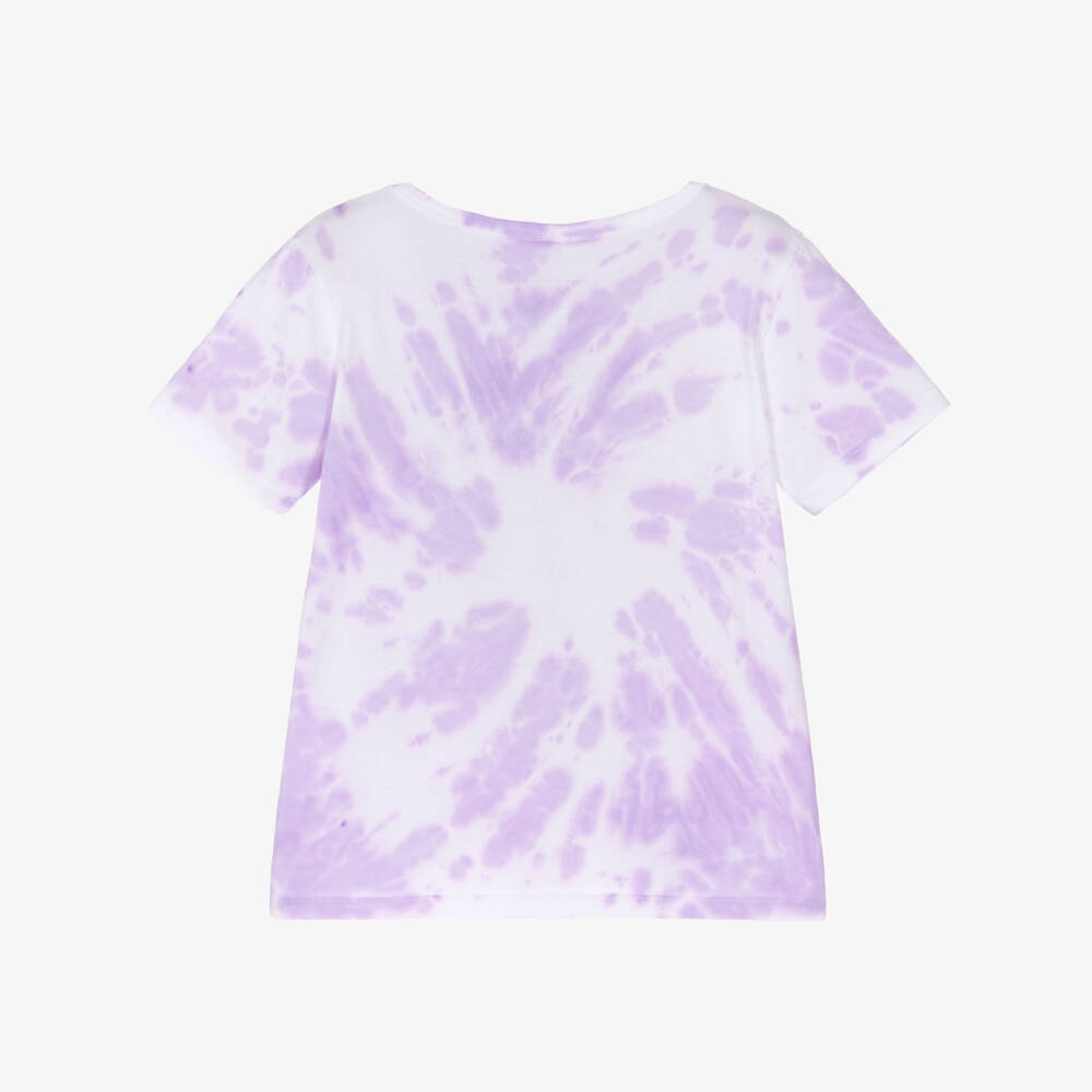 Stella McCartney Kids-Girls Purple Cotton Tie-Dye Logo & Earth Friends T-Shirt | Childrensalon Outlet