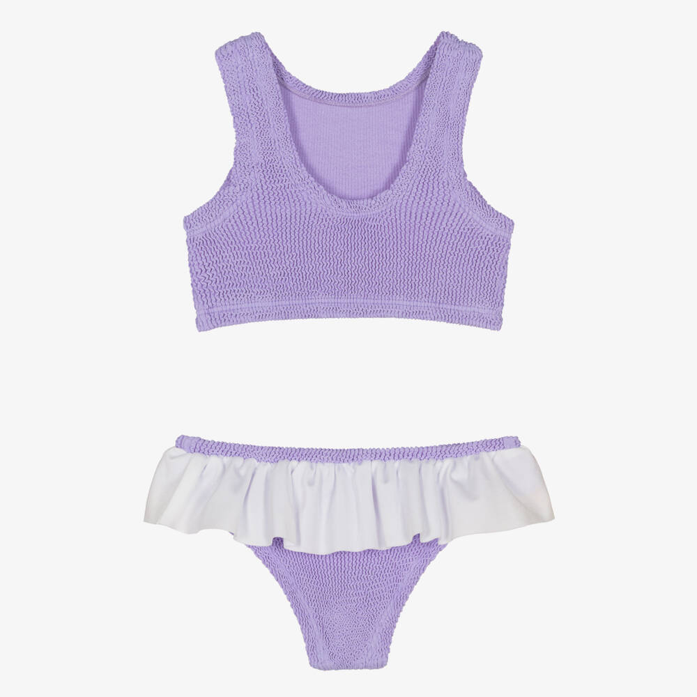 Hunza G-Girls Purple Crinkle Frill Bikini | Childrensalon Outlet