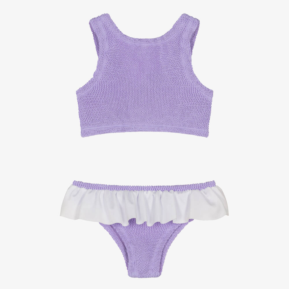 Hunza G-Girls Purple Crinkle Frill Bikini | Childrensalon Outlet