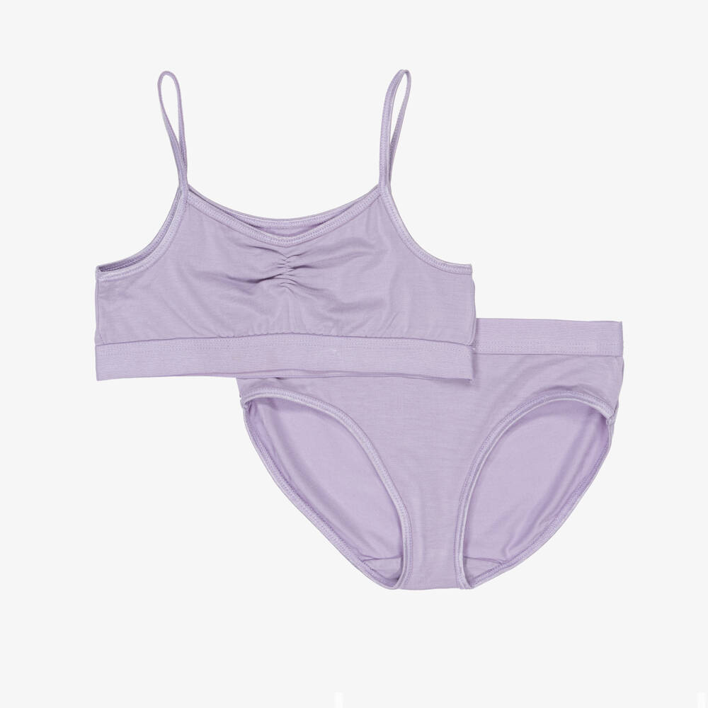 Molo-Girls Purple EcoVero Jersey Bra & Knickers Set | Childrensalon Outlet