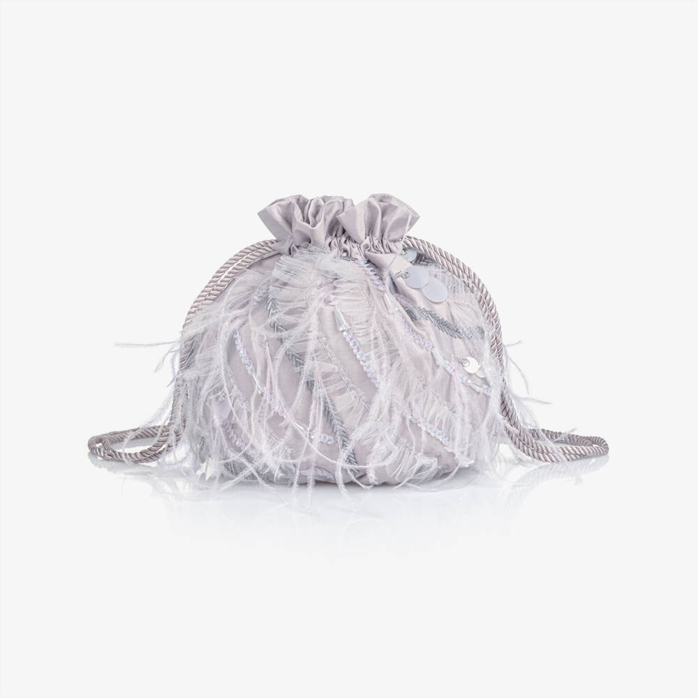 Tutu du Monde-Girls Purple Feather & Sequin Taffeta Bag (28cm) | Childrensalon Outlet