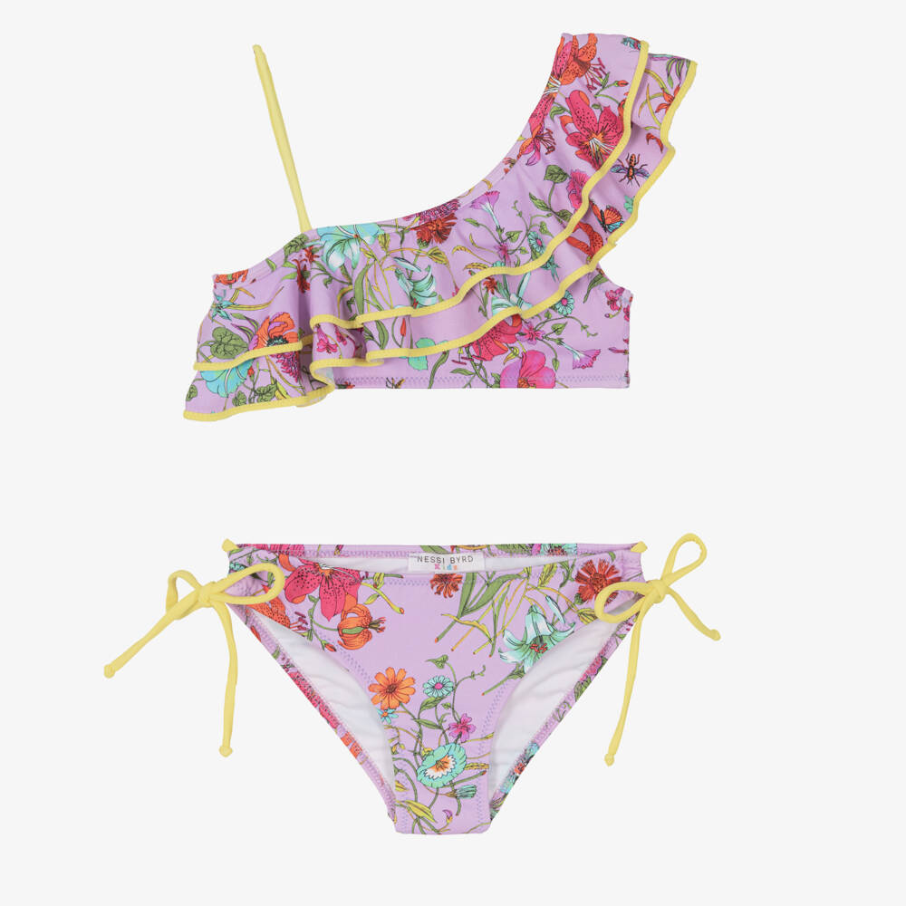 Nessi Byrd-Купальник с рюшами и цветочным узором лиловый для девочек | Childrensalon Outlet